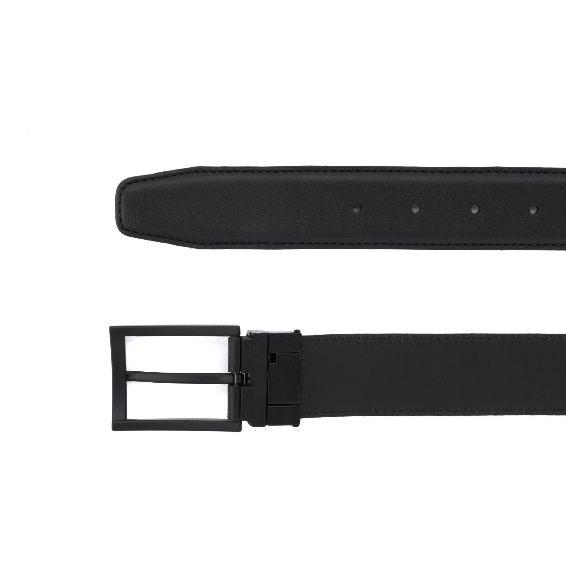 Pin Buckle 35 mm Adjustable Leather Belt | Matt Black