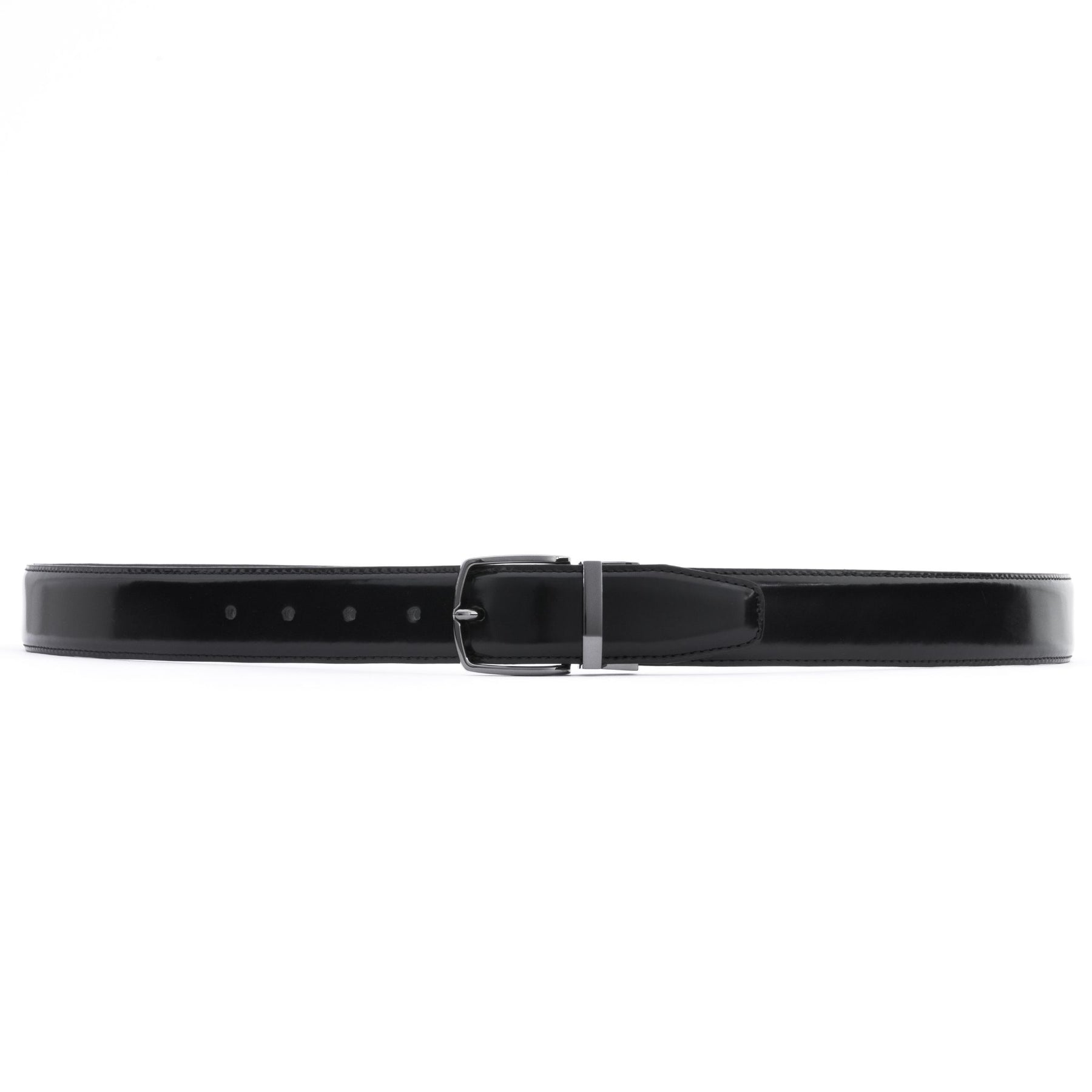 Gunmetal Buckle 35 mm Adjustable Leather Belt | Shiny Black