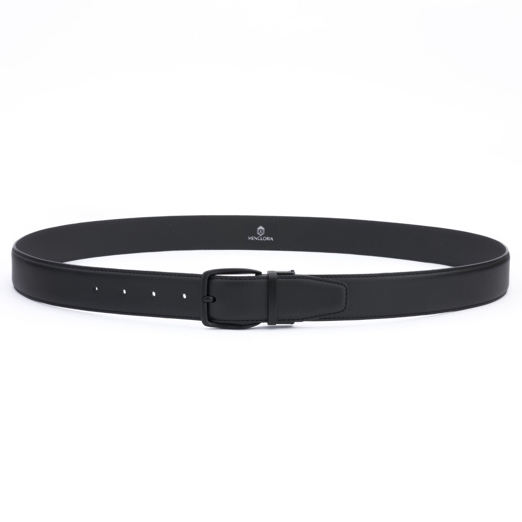 Black Buckle 35 mm Adjustable Leather Belt | Black