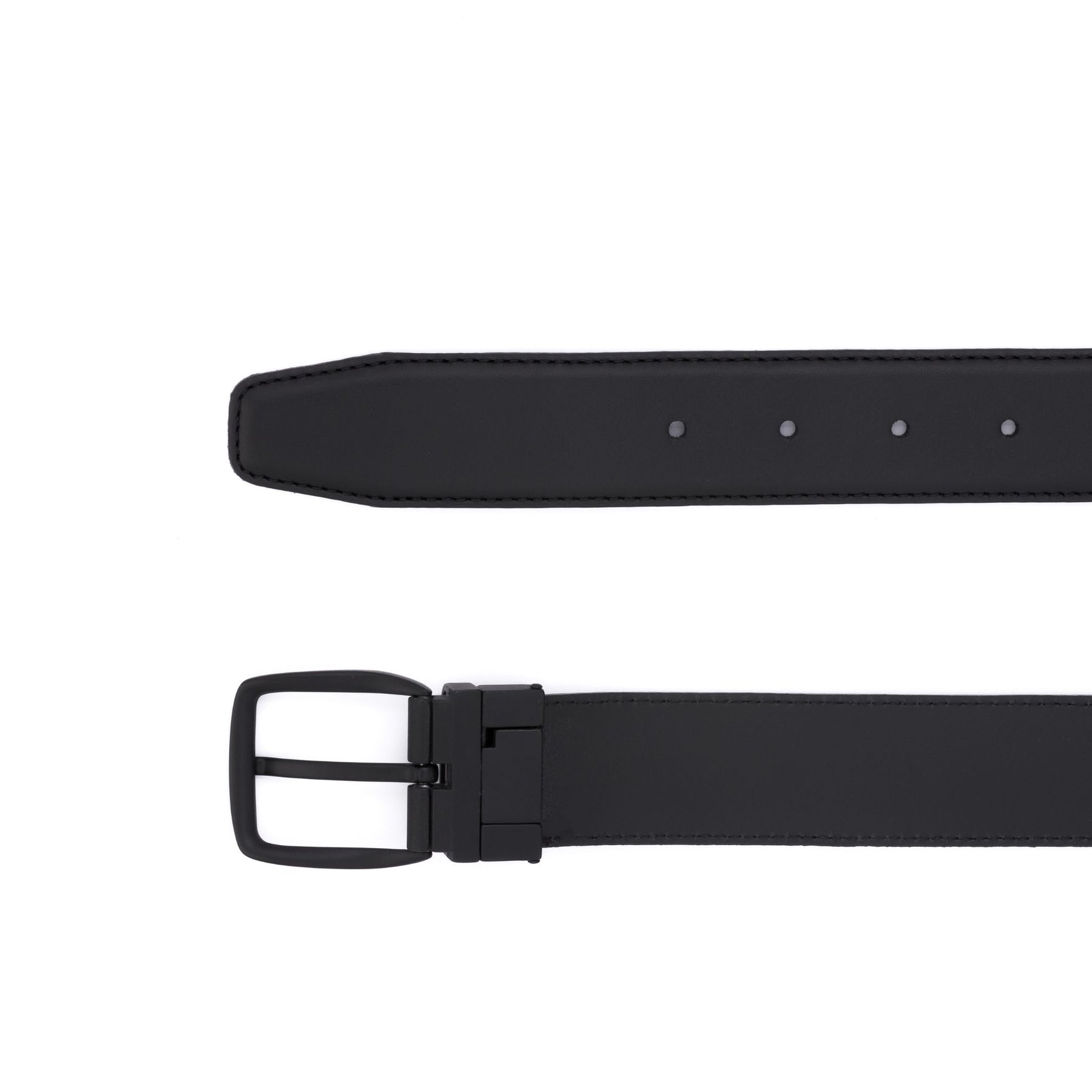 Black Buckle 35 mm Adjustable Leather Belt | Black