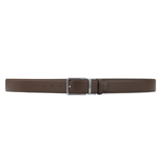 Brushed Buckle 35 mm Adjustable Leather Belt | Double Face