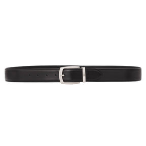 Brushed Buckle 35 mm Adjustable Leather Belt | Black