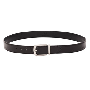 Brushed Buckle 35 mm Adjustable Leather Belt | Black