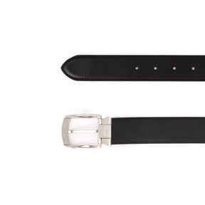 Brushed Buckle 35 mm Adjustable Leather Belt | Black