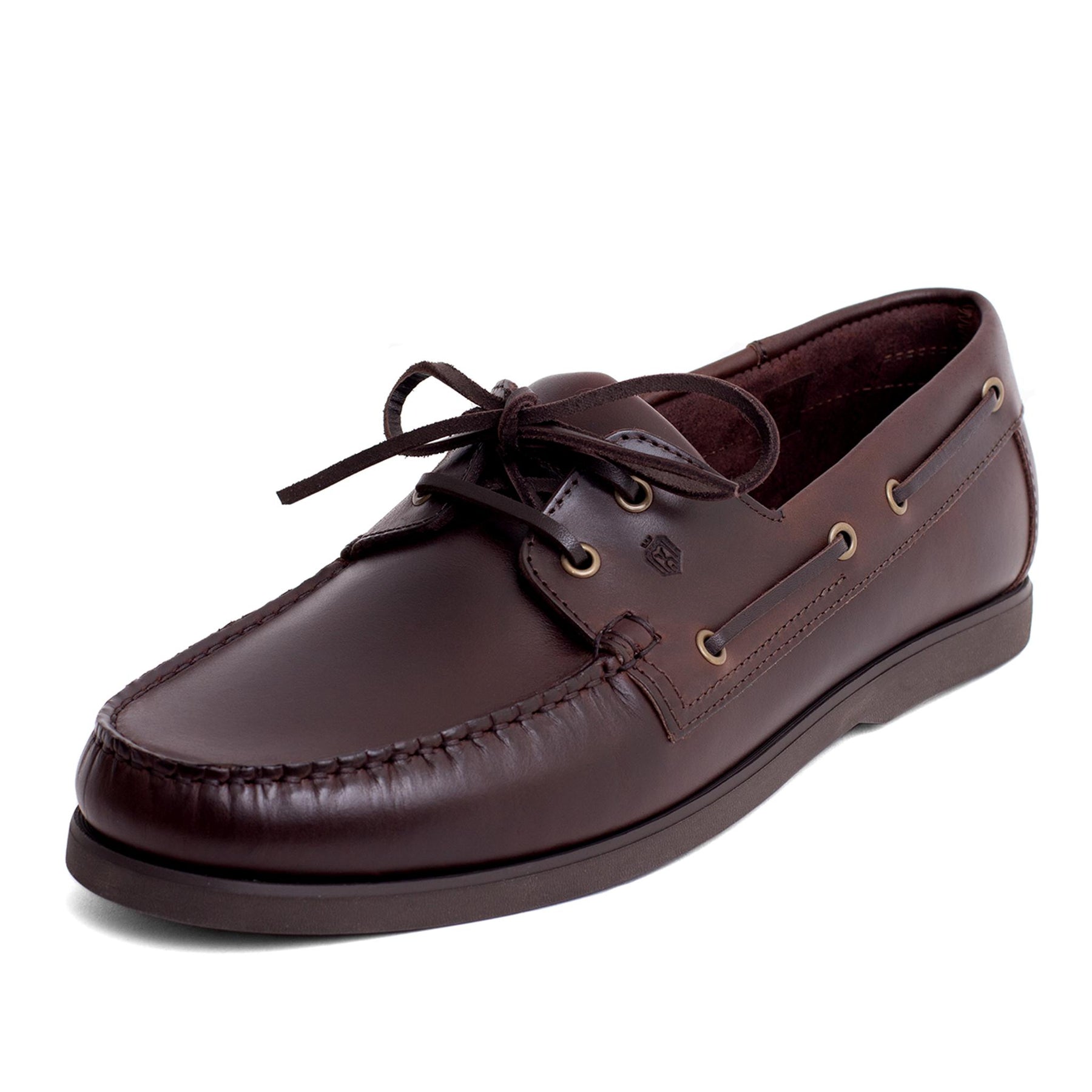 Men Leather Boat Shoes Dark Brown Mengloria