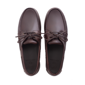 Men Leather Boat Shoes Dark Brown Mengloria