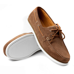 Men Suede Boat Shoes Beige Mengloria