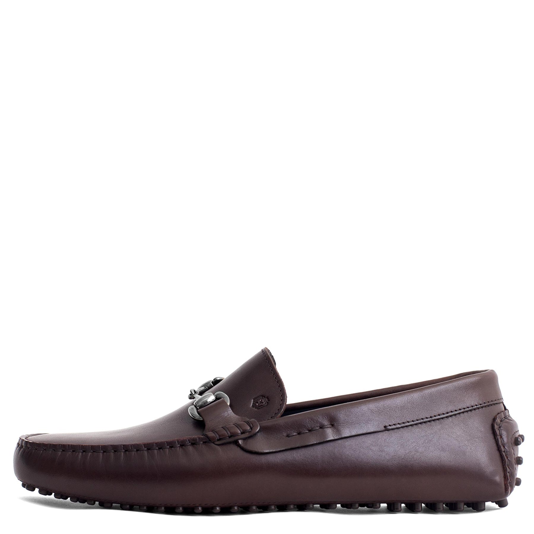 Men Leather Brown Metal Buckle Loafer Mengloria