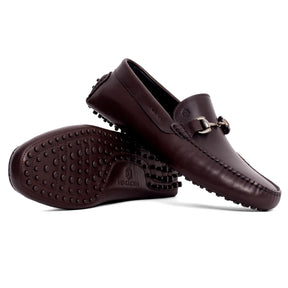 Men Leather Brown Metal Buckle Loafer Mengloria