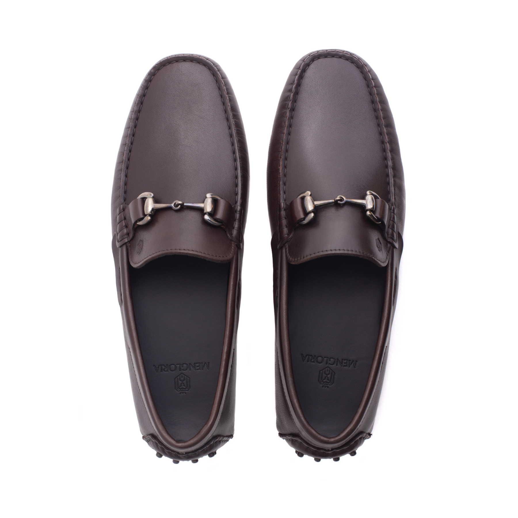 Men Leather Brown Metal Buckle Loafer Mengloria