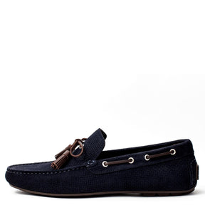 Men Suede With Tassels Moccasin Dark Blue Loafer Mengloria