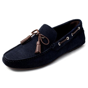 Men Suede With Tassels Moccasin Dark Blue Loafer Mengloria