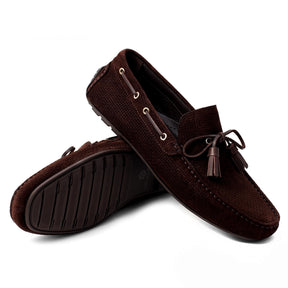 Prominence Suede With Tassels Moccasin | Dark Brown