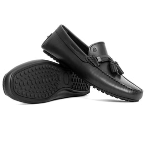 Men Leather With Tassels Moccasin Black Loafer 