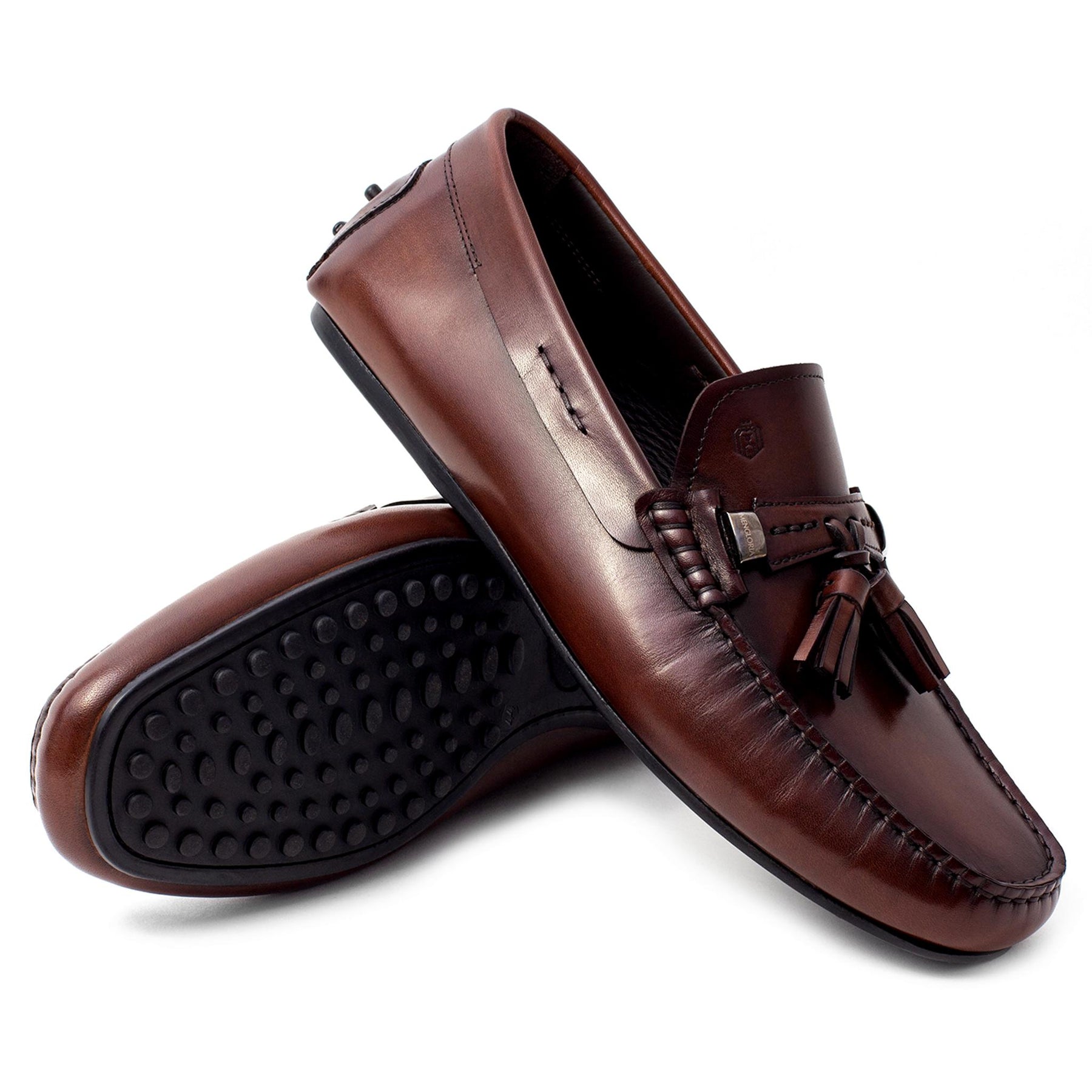 Men Brown Leather With Tassels Moccasin Loafer 