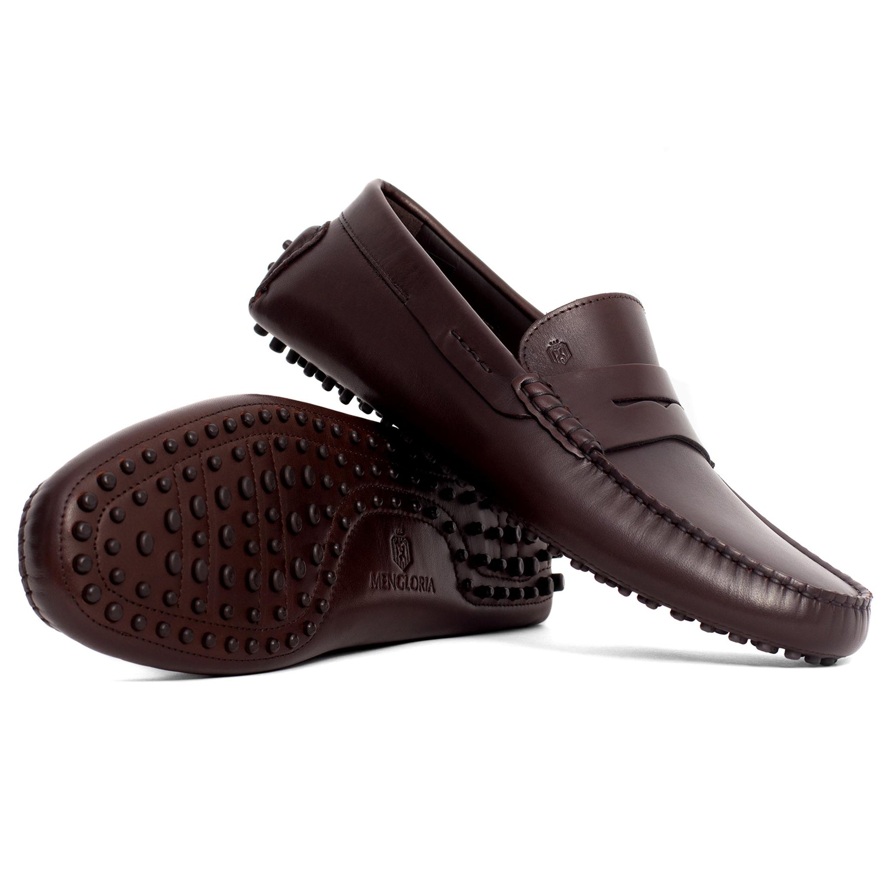 Men Leather Driving Shoe Brown Loafer Mengloria